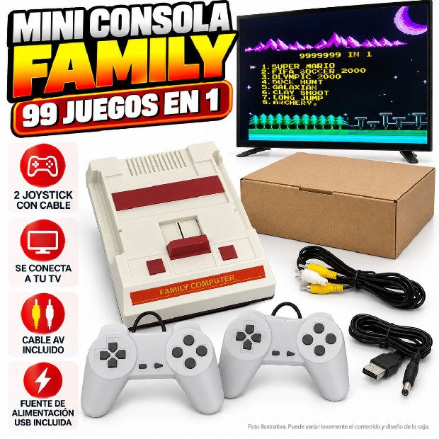 &uu CONSOLA FAMILY RETRO + JUEGOS INTEGRADOS APVTECH LITE